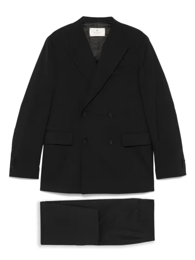 Manuel Ritz Double-breasted Suit In Black
