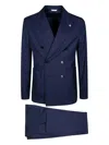Manuel Ritz Double-breasted Suit In Blue