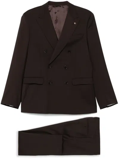 Manuel Ritz Double-breasted Suit In Braun