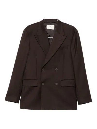 Manuel Ritz Double-breasted Suit In Brown
