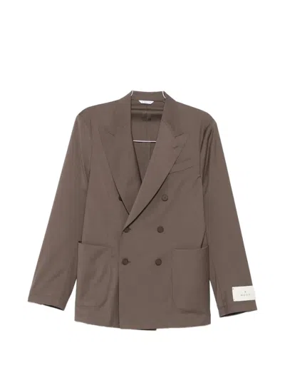 Manuel Ritz Double-breasted Suit In Brown