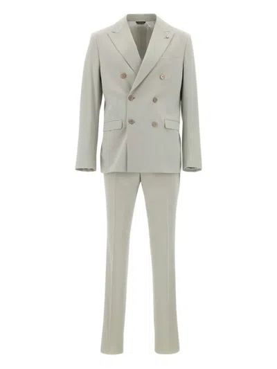 Manuel Ritz Double-breasted Suit In Gray