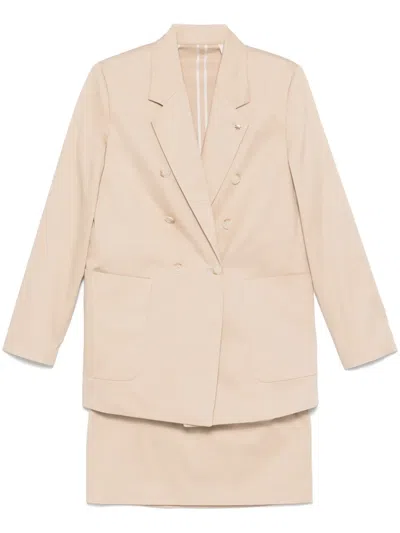 Manuel Ritz Double-breasted Suit In Neutral