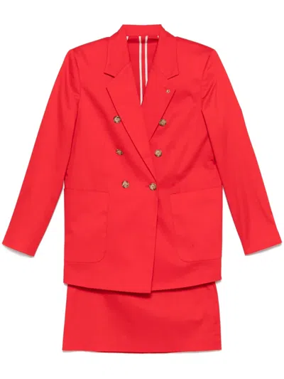 Manuel Ritz Double-breasted Suit In Red