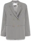 Manuel Ritz Double-breasted Wool Blazer In 灰色