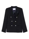 Manuel Ritz Double-breasted Wool Blazer In Blue