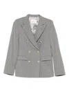 Manuel Ritz Double-breasted Wool Blazer In Gray