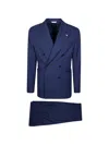 Manuel Ritz Double-breasted Wool Suit In Blue