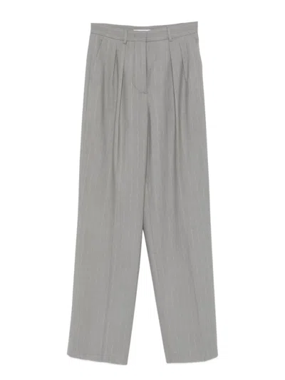 Manuel Ritz Double-pleat Pinstripe-print Trousers In Gray