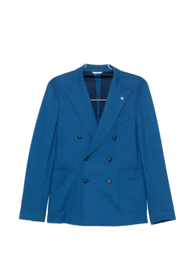 Manuel Ritz Double-breasted Blazer In Blue