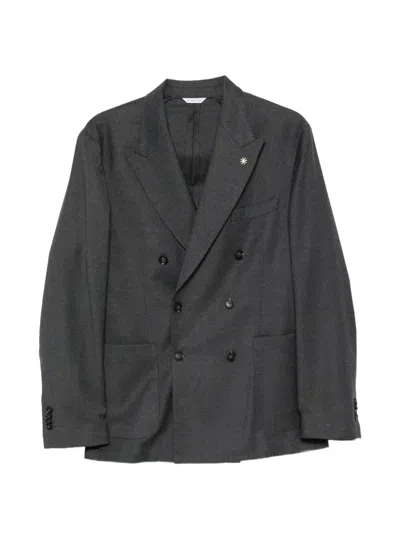 Manuel Ritz Double-breasted Blazer In 그레이