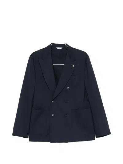 Manuel Ritz Double-breasted Blazer In Blue