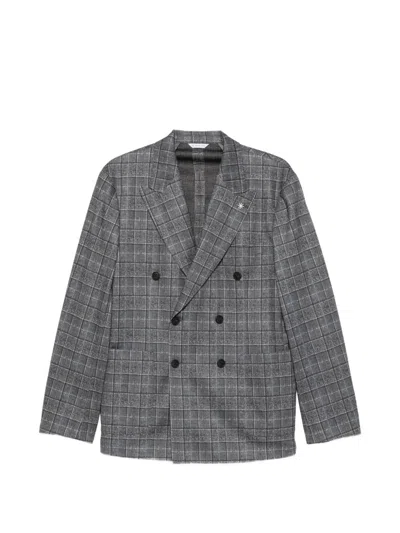Manuel Ritz Double-breasted Blazer In Gray