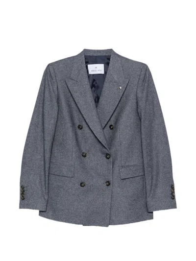 Manuel Ritz Double-breasted Blazer In Gray