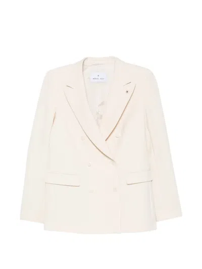 Manuel Ritz Double-breasted Buttoned Blazer In Neutral