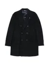 Manuel Ritz Double-breasted Check Coat In Blue