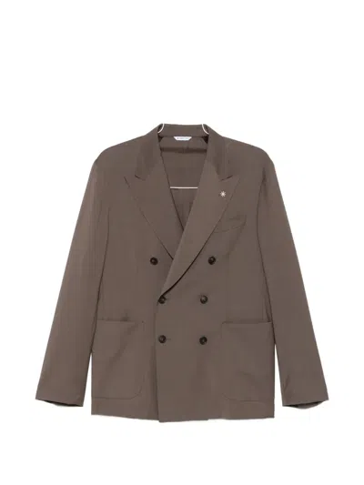 Manuel Ritz Double-breasted Jacket In Brown
