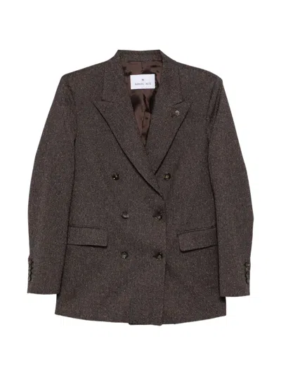 Manuel Ritz Double-breasted Jacket In Brown