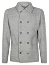 Manuel Ritz Double-breasted Knitted Blazer In Gray
