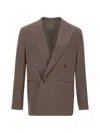 Manuel Ritz Double-breasted Peak Lapel Blazer In Brown