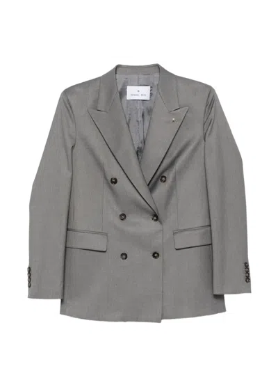 Manuel Ritz Double-breasted Peaked-lapels Jacket In Gray