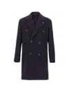 Manuel Ritz Double-breasted Peak-lapel Coat In Blue