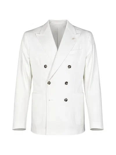 Manuel Ritz Double-breasted Peak-lapel Jacket In White