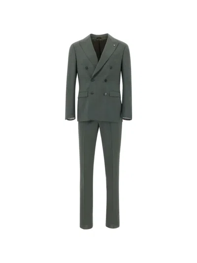 Manuel Ritz Double-breasted Peak-lapel Suit In Gray