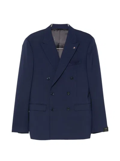 Manuel Ritz Double-breasted Peak-lapel Suit In Multi