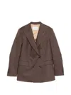 Manuel Ritz Double-breasted Peak-lapels Jacket In Brown