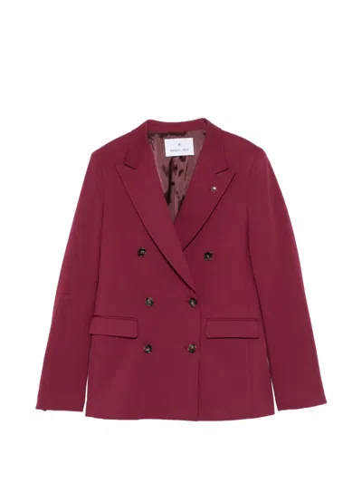 Manuel Ritz Double-breasted Peak-lapels Jacket In Burgundy