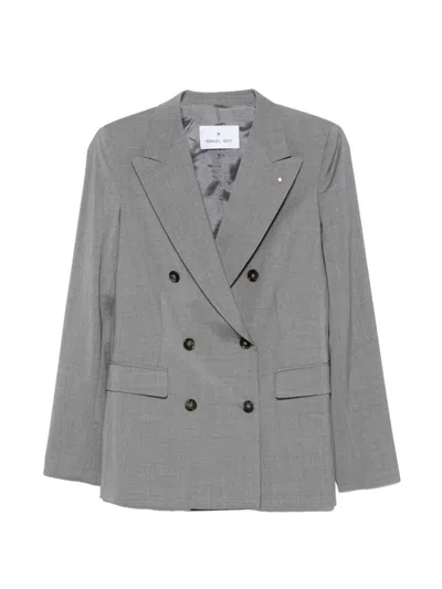 Manuel Ritz Double-breasted Peak-lapels Jacket In Gray