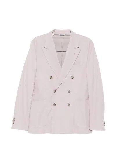 Manuel Ritz Double-breasted Piqué Jacket In Pink