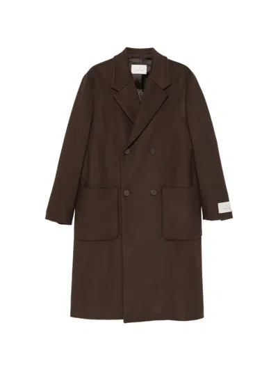 Manuel Ritz Double-breasted Relaxed-fit Coat In Brown