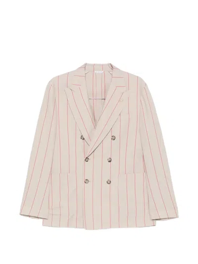 Manuel Ritz Double-breasted Striped Blazer In Pink