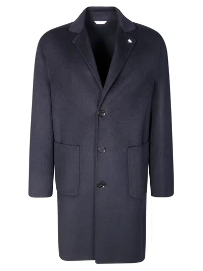 Manuel Ritz Double-breasted Structured Jacket With Classic Collar In Blue