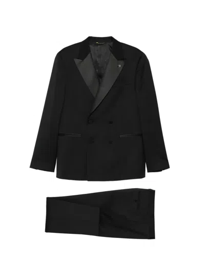 Manuel Ritz Double-breasted Suit In Black