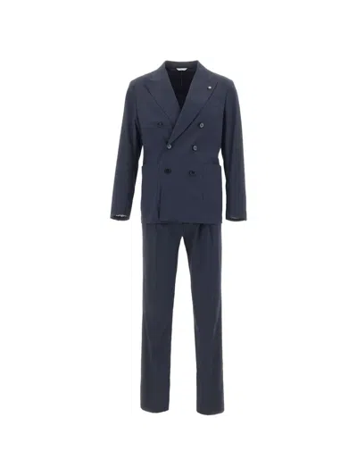 Manuel Ritz Double-breasted Tailored Suit In Black
