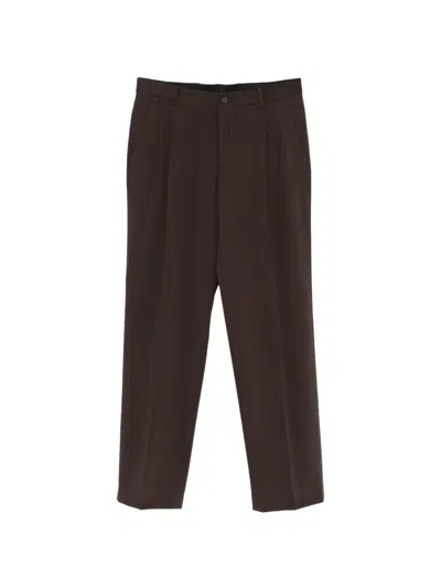 Manuel Ritz Double-pleat Twill Trousers In Brown