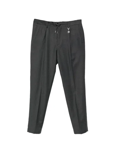 Manuel Ritz Drawstring Flannel Trousers In 그레이