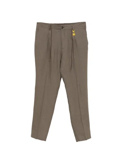 Manuel Ritz Drawstring Linen Trousers In Brown