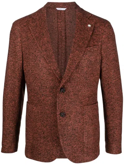 Manuel Ritz Enamel-detail Single-breasted Blazer In Orange