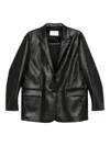 Manuel Ritz Faux-leather Blazer In Black