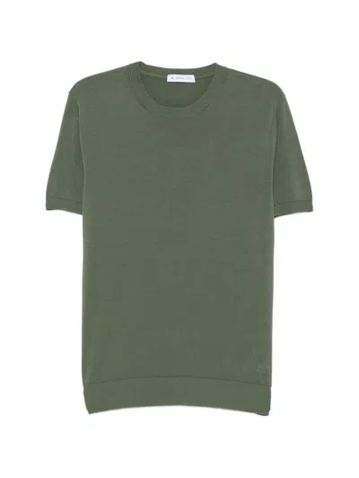 Manuel Ritz Fine-knit Cotton T-shirt In Green