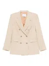 Manuel Ritz Flannel Double-breasted Blazer In Neutral