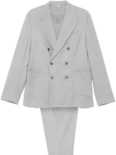 Manuel Ritz Flannel Suit In Grey