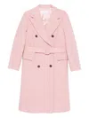 Manuel Ritz Flap-pockets Double-breasted Coat In Pink