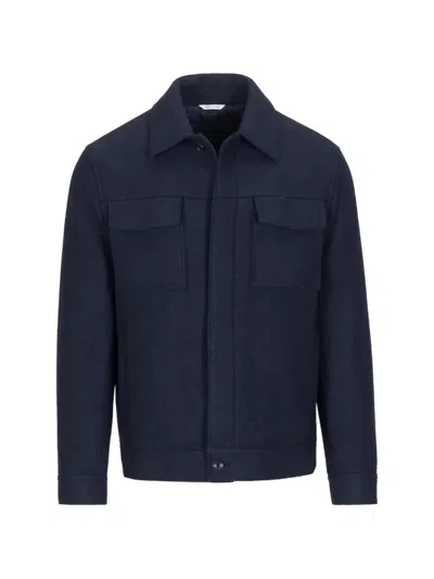 Manuel Ritz Flap-pocket Jacket In Blue