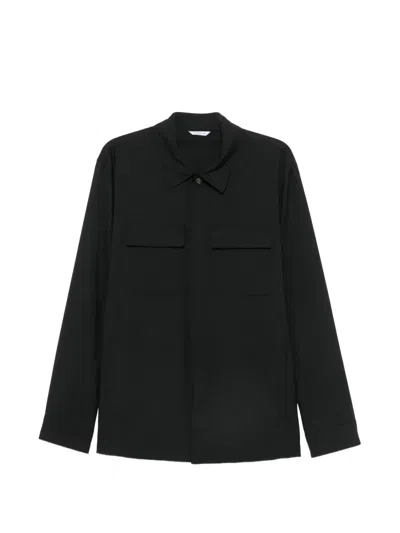 Manuel Ritz Flap-pocket Long-sleeve Shirt In Black