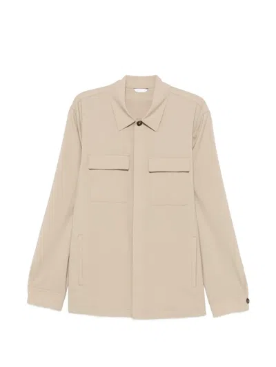 Manuel Ritz Flap-pocket Long-sleeve Shirt In Gold